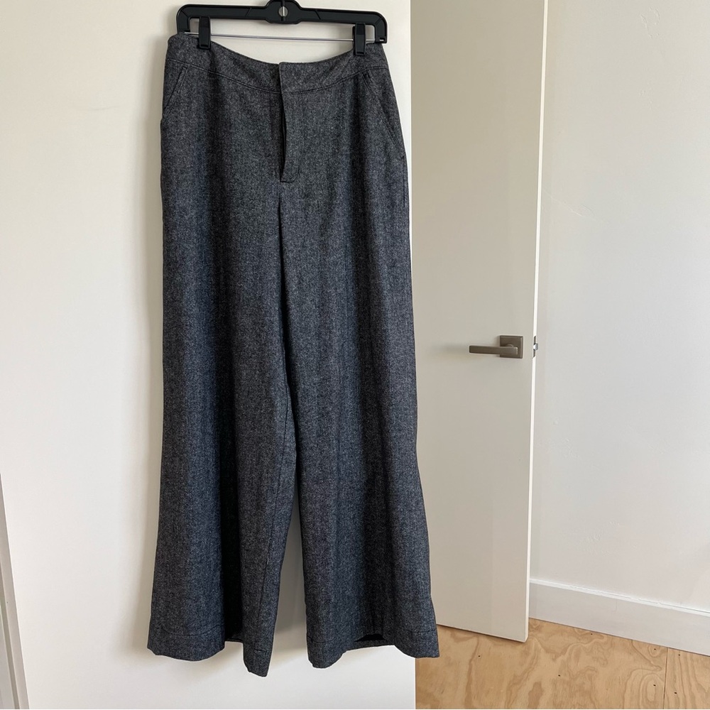 Garnet Hill heather grey wide leg lined trousers.